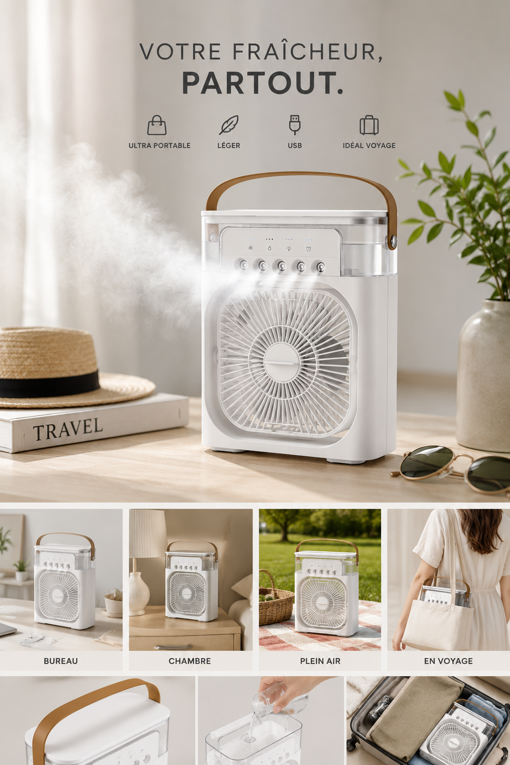 Ventilateur Rafraîchissant 3-en-1